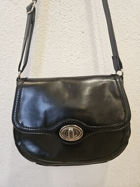 Giani Bernini Brogue Large Leather Saddle Bag